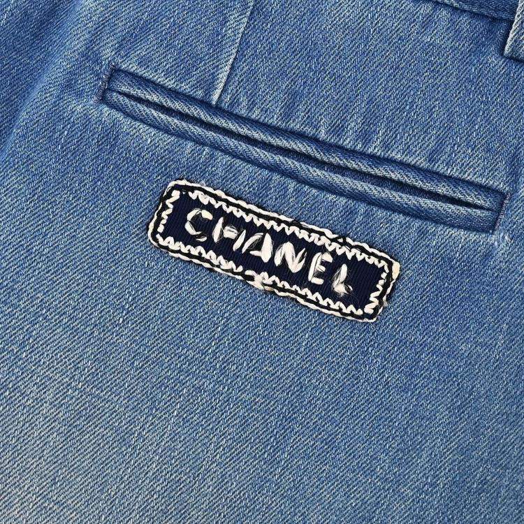 Pre Owned Chanel Blue Denim Skirt Size 36