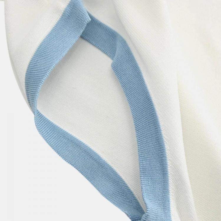 Pre Owned Chanel White/ Blue Cotton Sleeveless Top 40