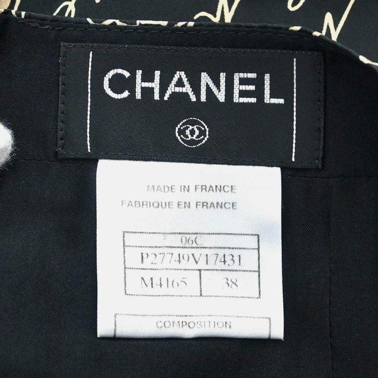 Pre Owned Chanel Black/Beige Silk Skirt Size 38
