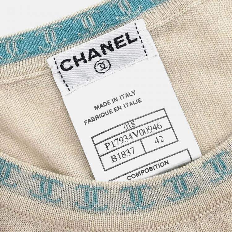 Pre Owned Chanel Beige Cashmere Sleeveless Tank Top Size 42