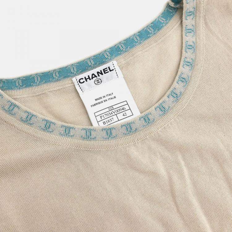 Pre Owned Chanel Beige Cashmere Sleeveless Tank Top Size 42
