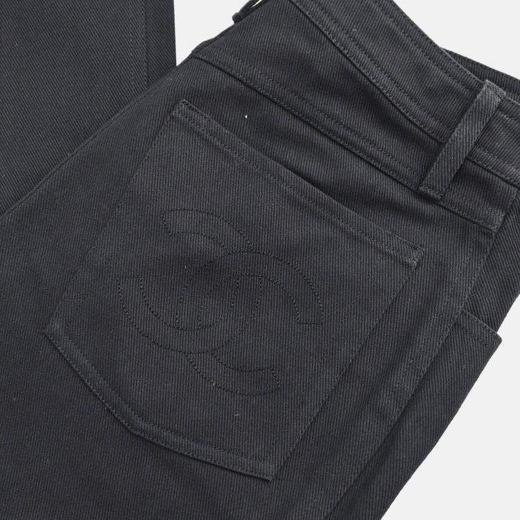 Pre Owned Chanel Black Cotton Pants Women Size 34
