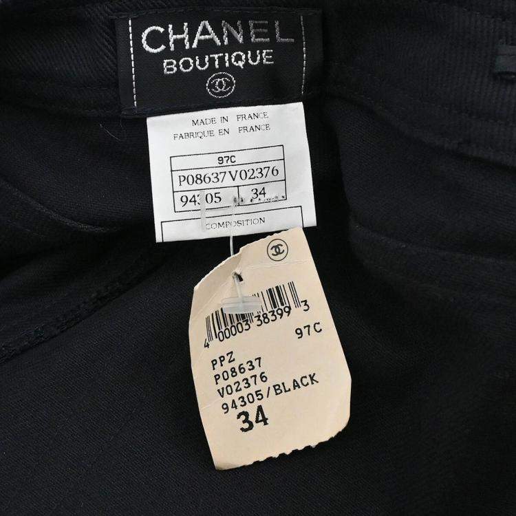 Pre Owned Chanel Black Cotton Pants Women Size 34