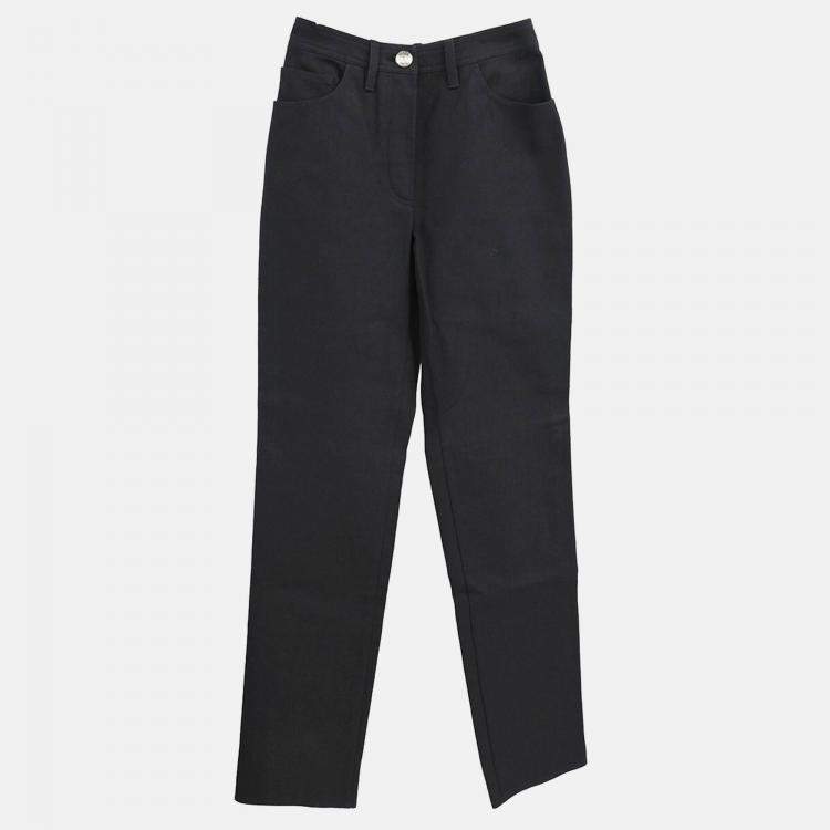 Pre Owned Chanel Black Cotton Pants Women Size 34