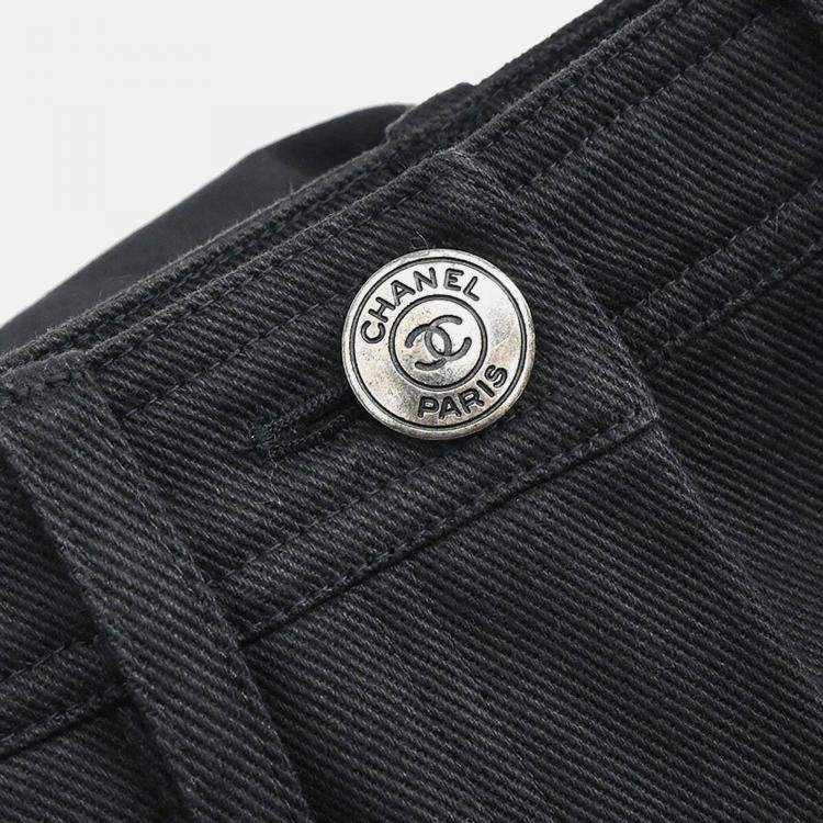 Pre Owned Chanel Black Cotton Pants Women Size 34