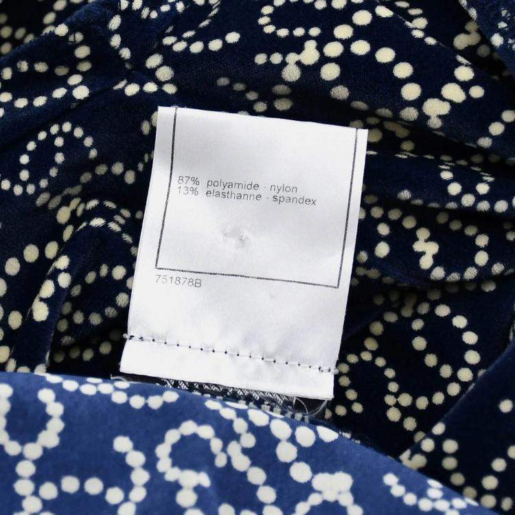 Pre Owned Chanel Navy Nylon Short Sleeve T-shirt Top Size 38