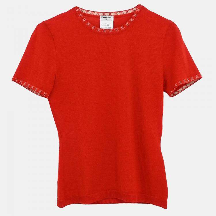 مملوكة مسبقًا Chanel Short Sleeve Red Knit Top Size 36