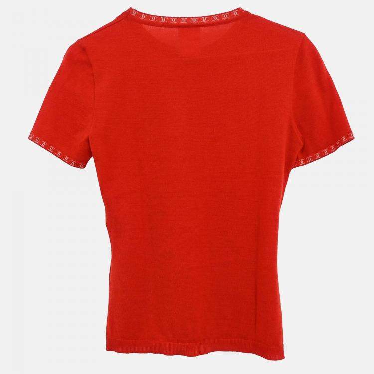 مملوكة مسبقًا Chanel Short Sleeve Red Knit Top Size 36