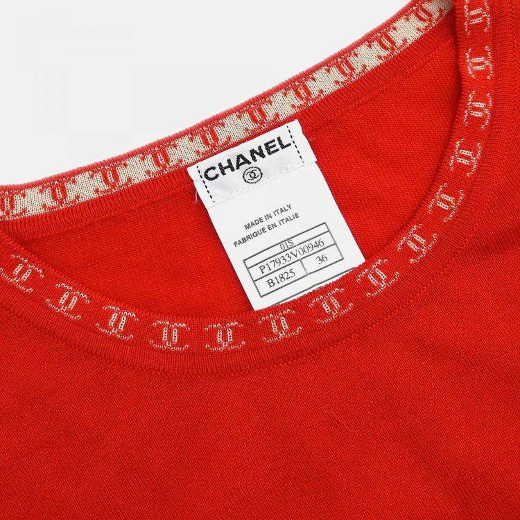 مملوكة مسبقًا Chanel Short Sleeve Red Knit Top Size 36