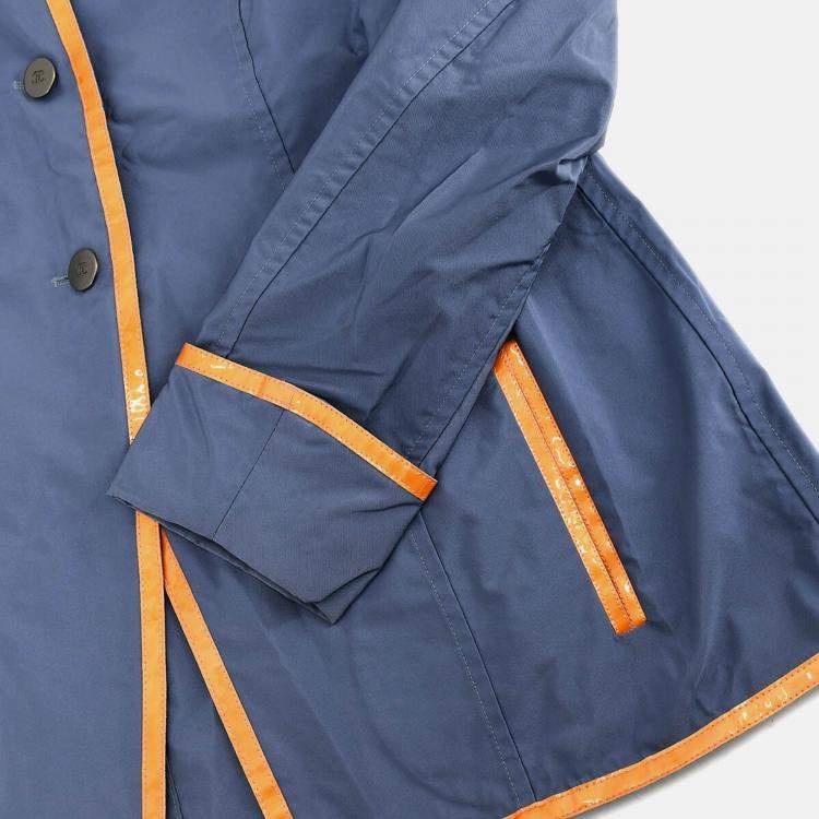 مملوكة مسبقًا Chanel Collarless Blue Nylon Single Breasted Jacket Women Size 40