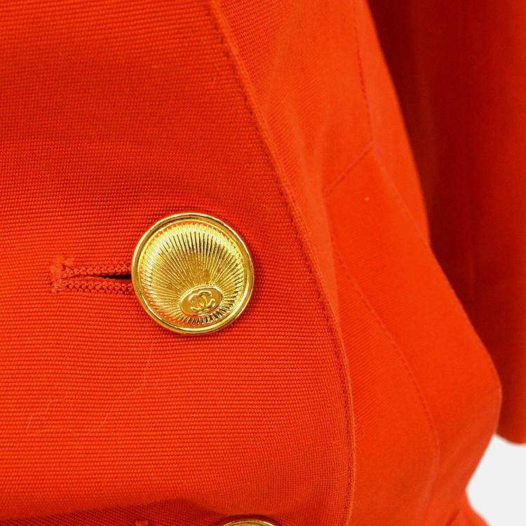 Pre Owned Chanel Red Fabric Jacket Size 36