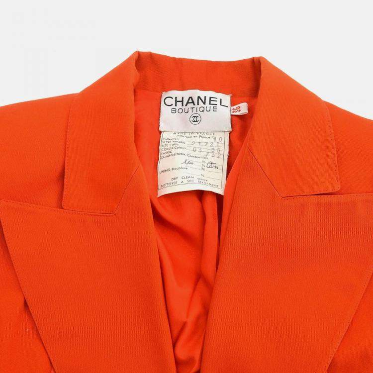 Pre Owned Chanel Red Fabric Jacket Size 36
