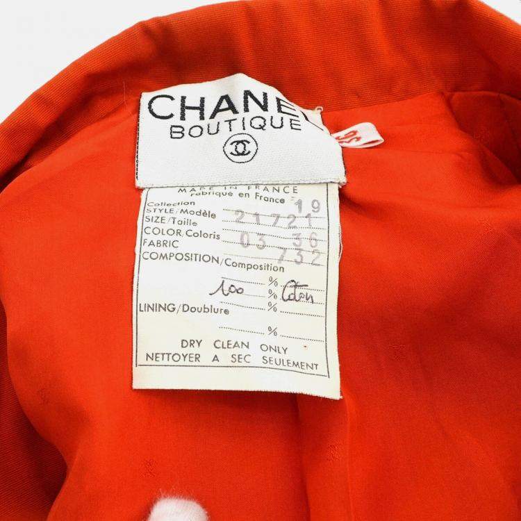 Pre Owned Chanel Red Fabric Jacket Size 36