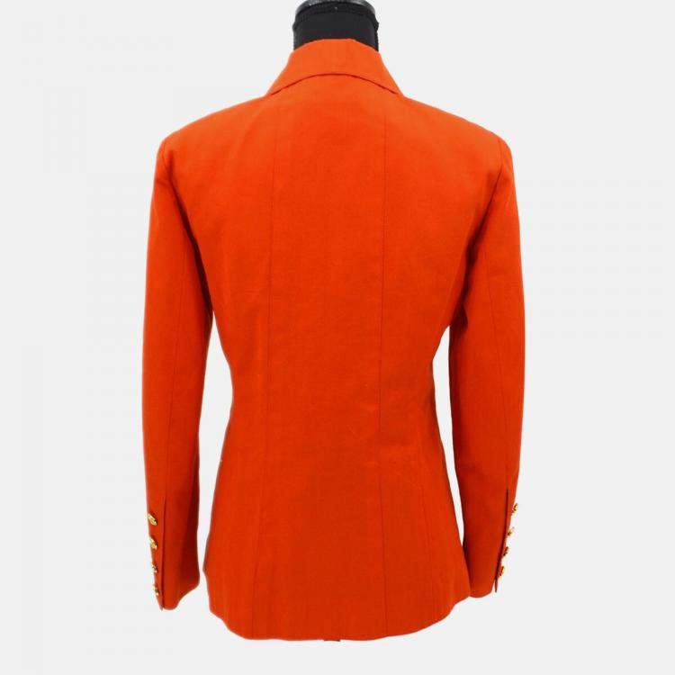 Pre Owned Chanel Red Fabric Jacket Size 36