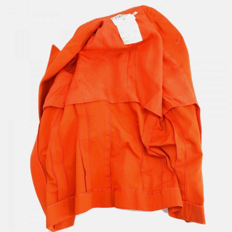 Pre Owned Chanel Red Fabric Jacket Size 36