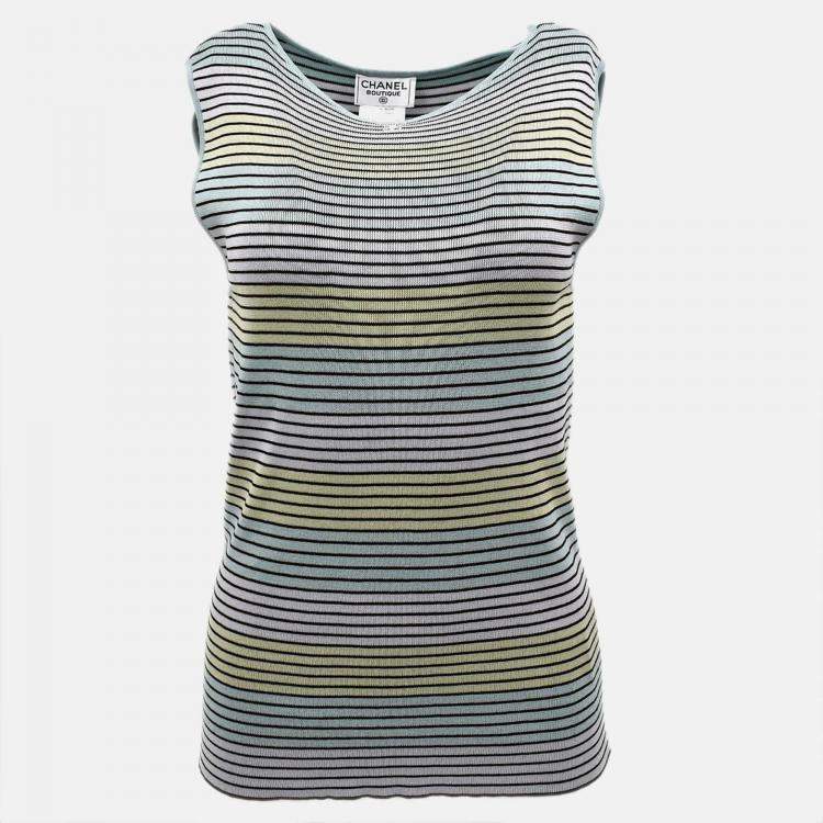 Pre Owned Chanel Sleeveless Multicolor Cotton Top Size 46