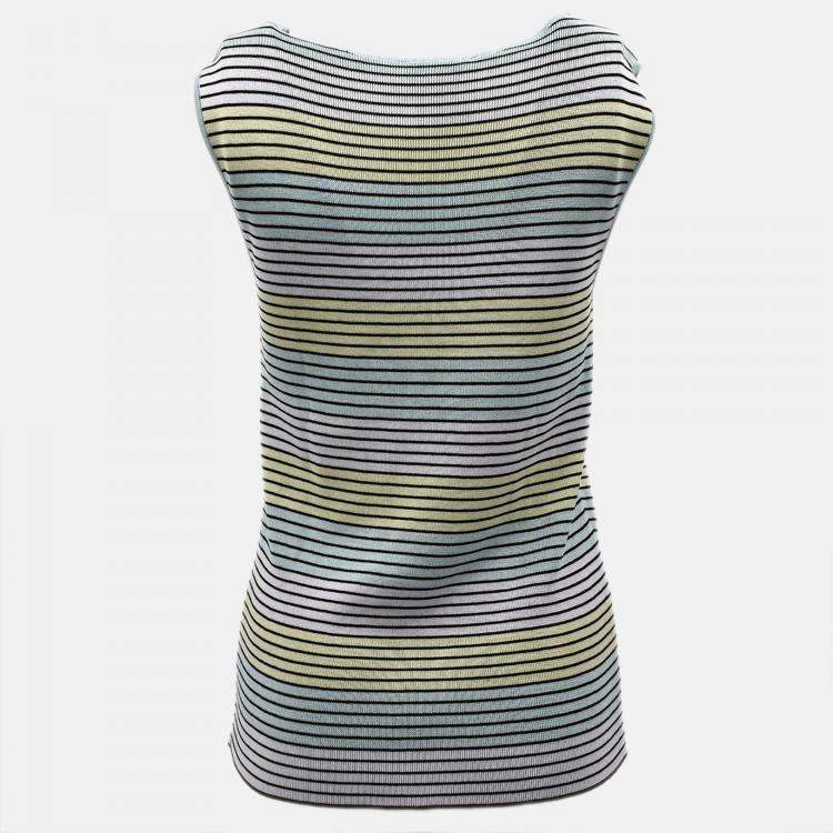 Pre Owned Chanel Sleeveless Multicolor Cotton Top Size 46