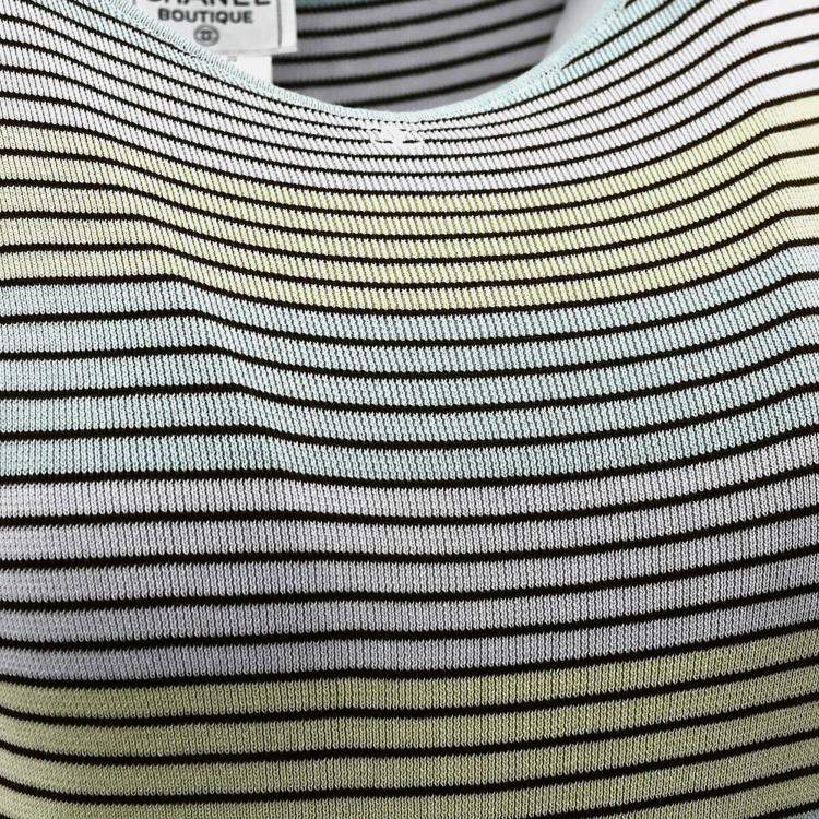 Pre Owned Chanel Sleeveless Multicolor Cotton Top Size 46