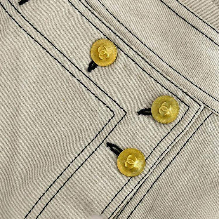 Pre Owned Chanel Beige Cotton Skirt Size 44