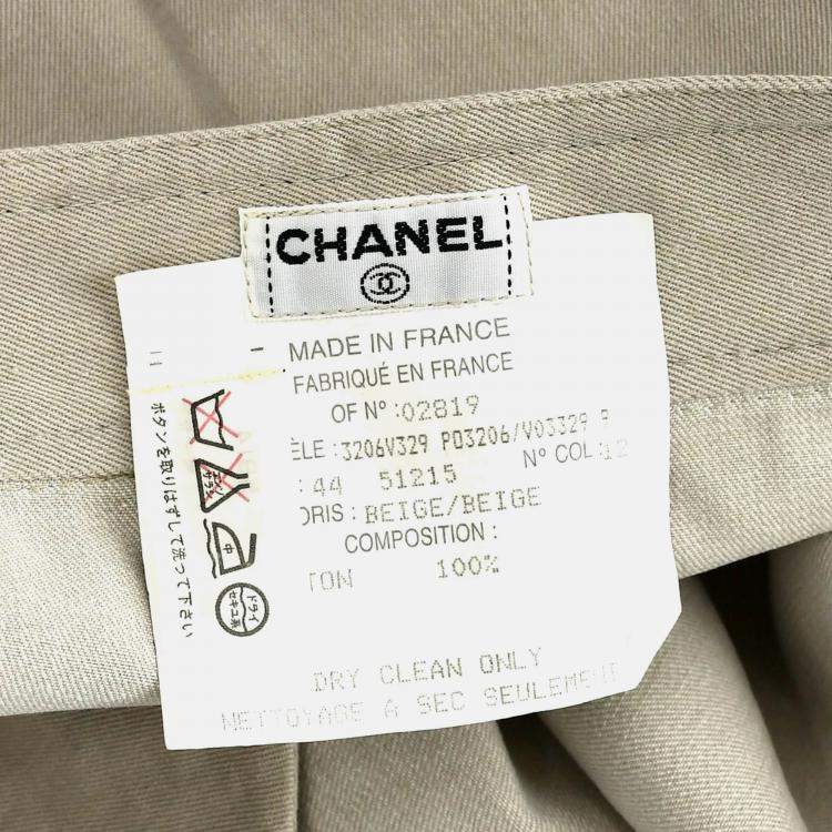 Pre Owned Chanel Beige Cotton Skirt Size 44