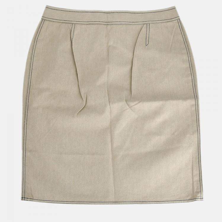 Pre Owned Chanel Beige Cotton Skirt Size 44