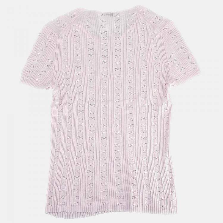مملوكة مسبقًا Chanel Short Sleeve Top Pink Fabric Top Size 42