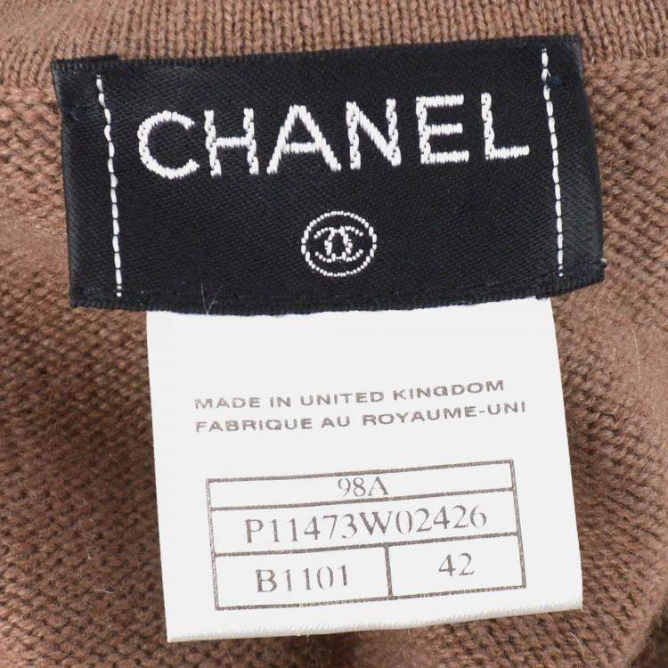 مملوكة مسبقًا Chanel Ensemble Cardigan Brown Knit Top Size 42