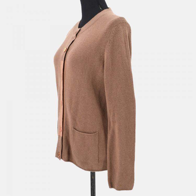 مملوكة مسبقًا Chanel Ensemble Cardigan Brown Knit Top Size 42