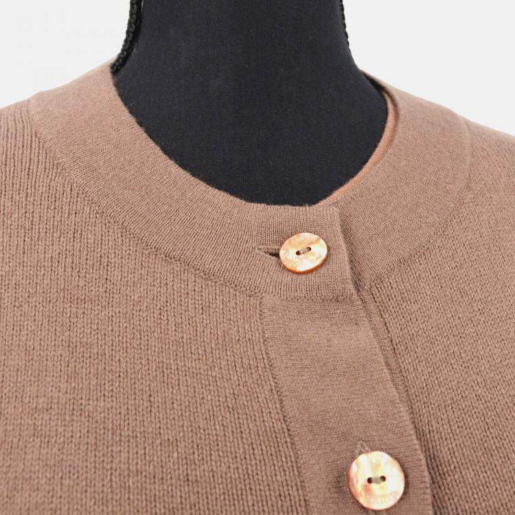مملوكة مسبقًا Chanel Ensemble Cardigan Brown Knit Top Size 42
