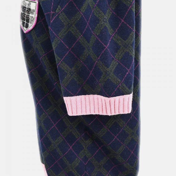 Pre Owned Chanel Short Sleeve Sweater Navy Knit Top Size 46