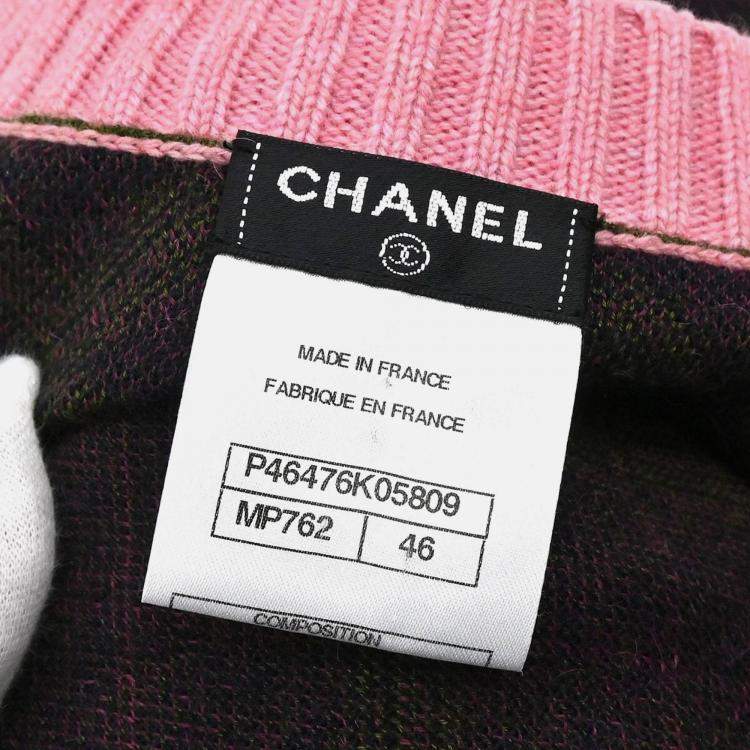 Pre Owned Chanel Short Sleeve Sweater Navy Knit Top Size 46