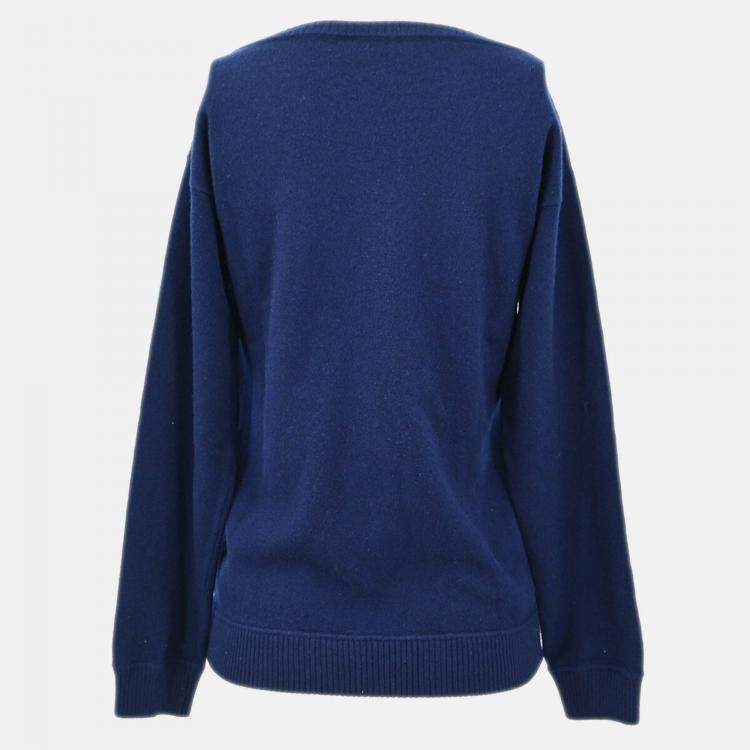 Pre Owned Chanel Sweater Navy Knit Top Size 34