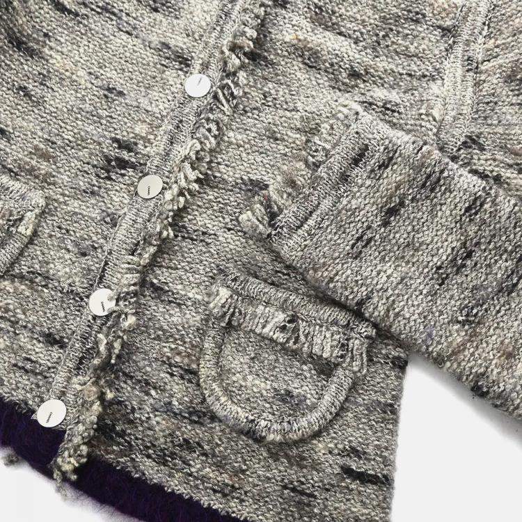 Pre Owned Chanel Collarless Jacket Gray 99A #42