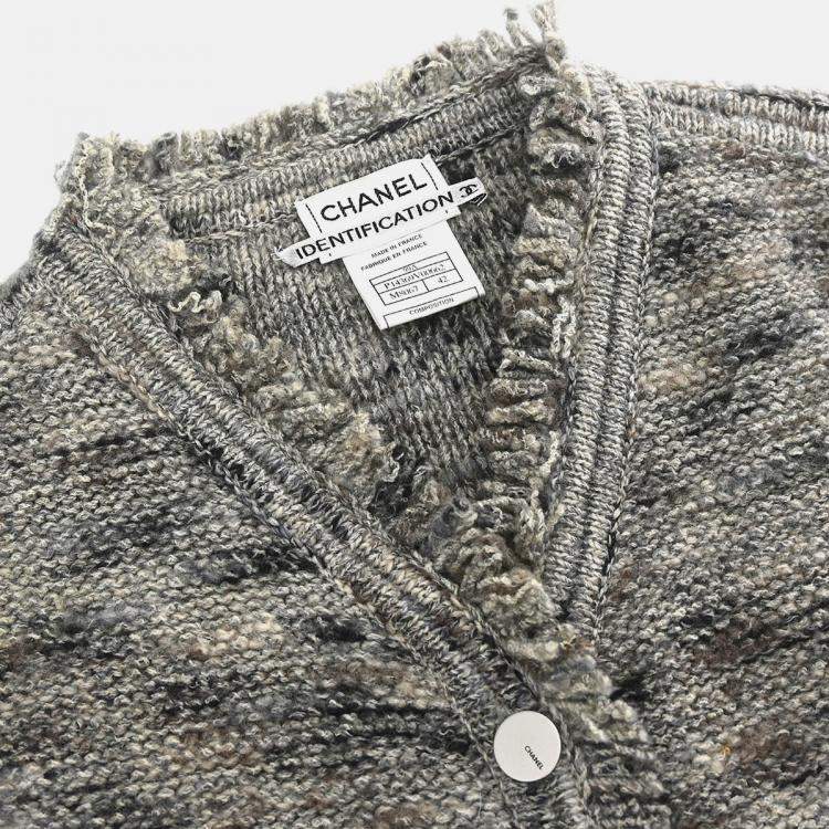 Pre Owned Chanel Collarless Jacket Gray 99A #42