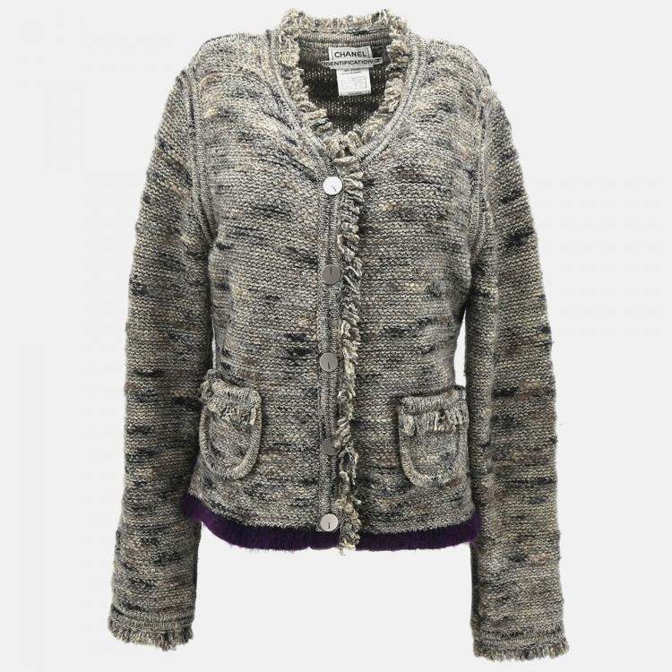 Pre Owned Chanel Collarless Jacket Gray 99A #42