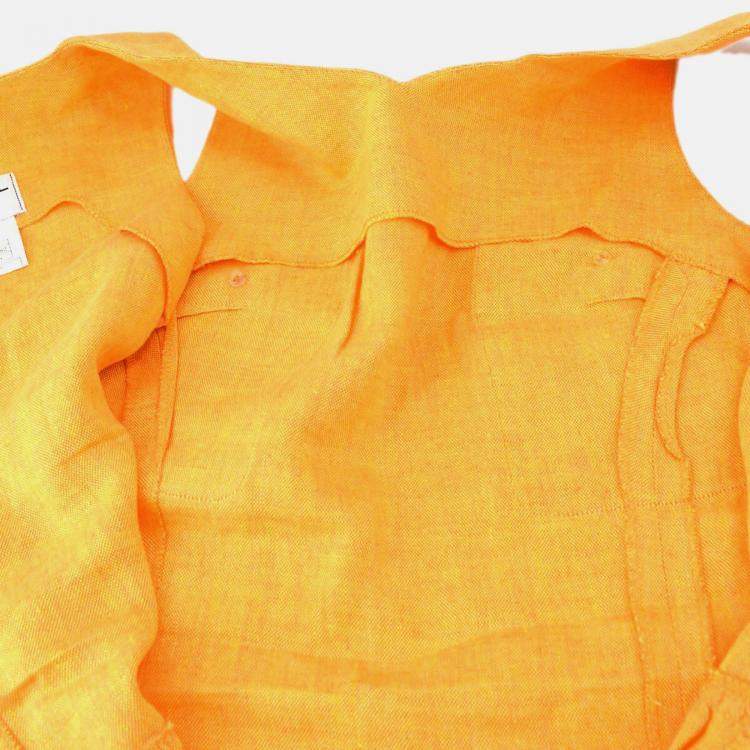 Pre Owned Chanel 96P #36 Sleeveless Dress Skirt Orange 100% Linen