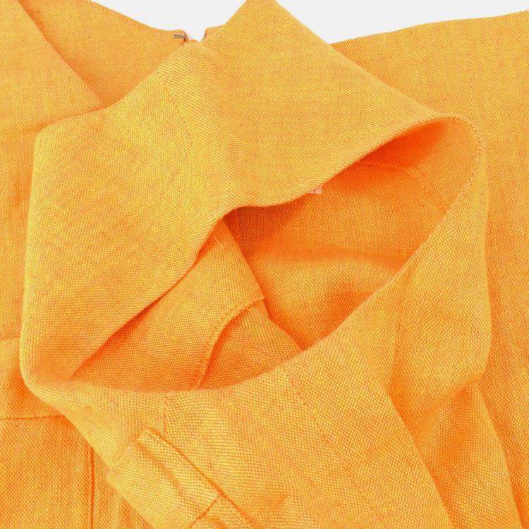 Pre Owned Chanel 96P #36 Sleeveless Dress Skirt Orange 100% Linen