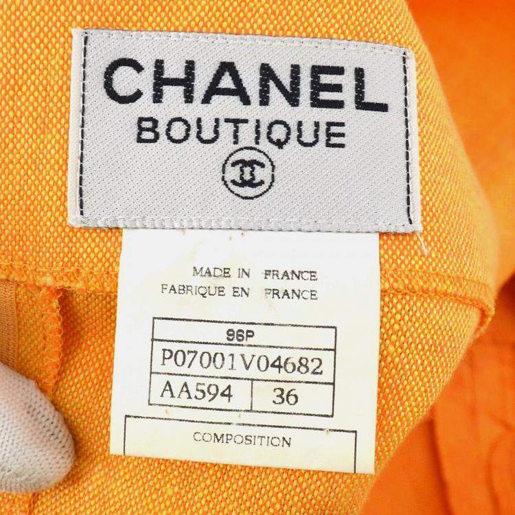 Pre Owned Chanel 96P #36 Sleeveless Dress Skirt Orange 100% Linen