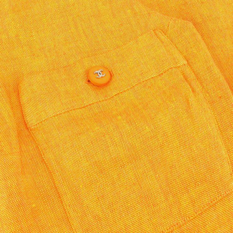 Pre Owned Chanel 96P #36 Sleeveless Dress Skirt Orange 100% Linen