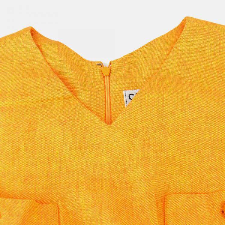 Pre Owned Chanel 96P #36 Sleeveless Dress Skirt Orange 100% Linen