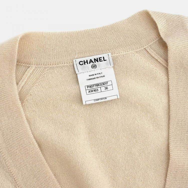 Pre Owned Chanel Cardigan Beige Size 36