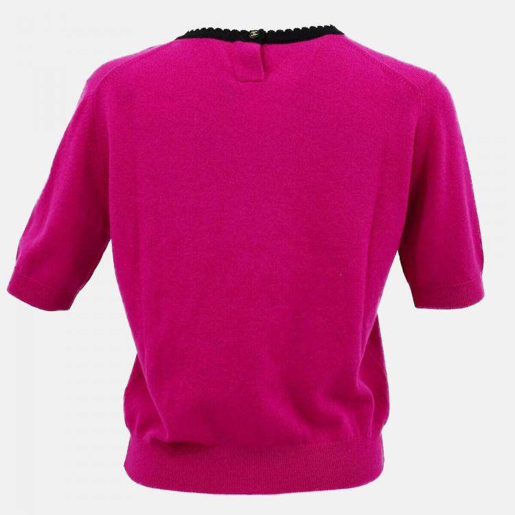 Pre Owned Chanel Short Sleeve Sweater Knit Top Pink Size 42