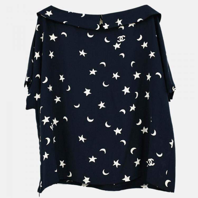 Pre Owned Chanel Short Sleeve Shirt Blouse Top Navy Size 50