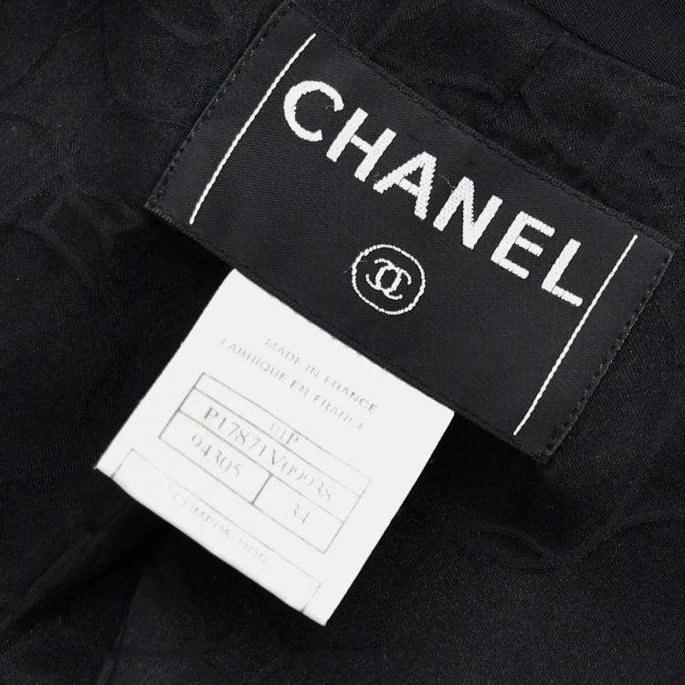 Pre Owned Chanel Single Breasted Jacket Black Size 34