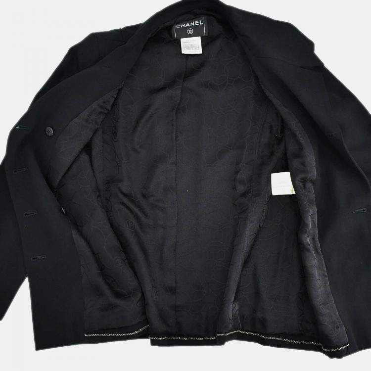 Pre Owned Chanel Single Breasted Jacket Black Size 34