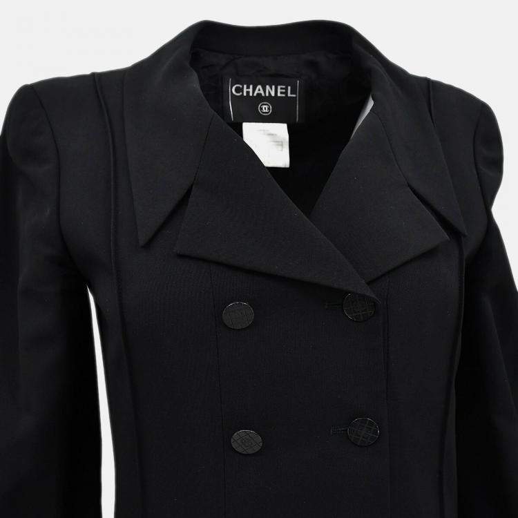 Pre Owned Chanel Single Breasted Jacket Black Size 34