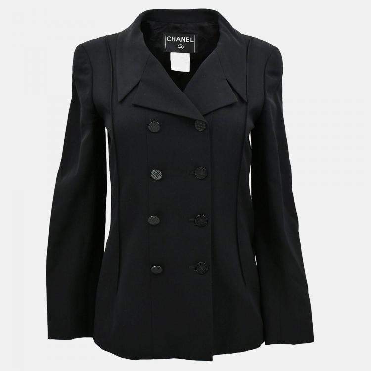 Pre Owned Chanel Single Breasted Jacket Black Size 34