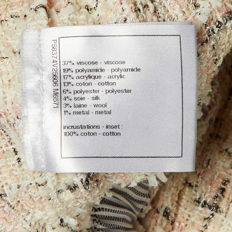 Pre Owned Chanel Pale Pink Tweed Zip Up Mini Dress M