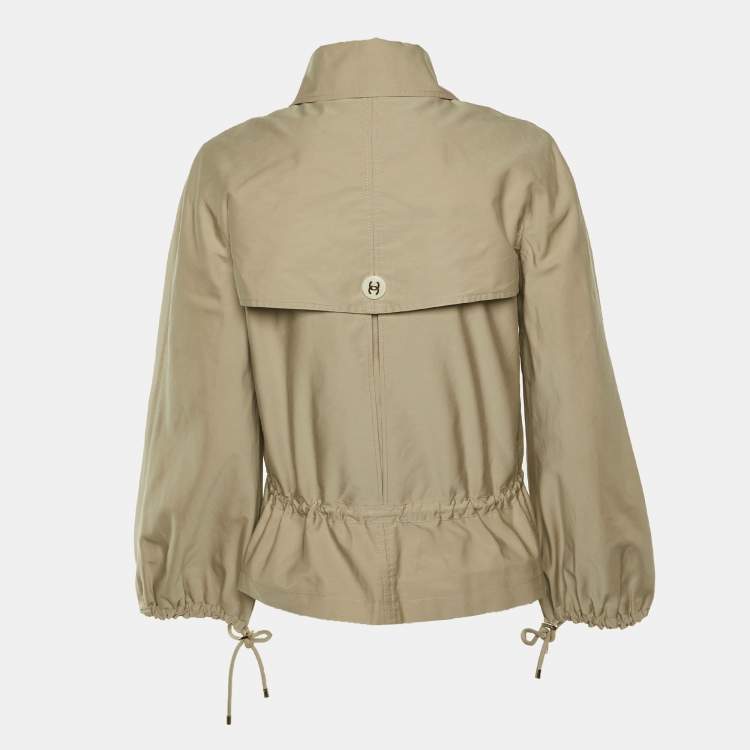 Pre Owned Chanel Beige Cotton Zip Up Utility Jacket S