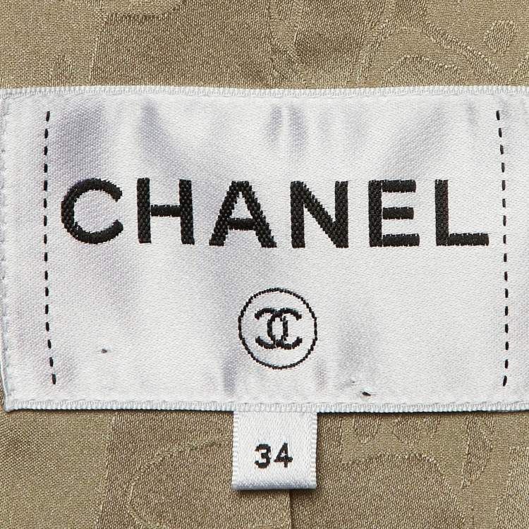 Pre Owned Chanel Beige Cotton Zip Up Utility Jacket S